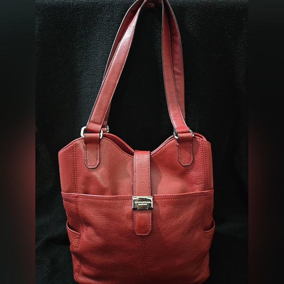 Tignanello Dark Red Leather Shoulder Bag - Picture 1 of 16